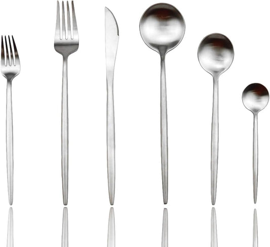 JASHII Luxury Flatware, Silverware Sets, 24-pieces Elegant Cute 18/10 Stainless Steel Silverware Set for Eating Home Kitchen Hotel Restaurant, Service Sets for 4 People, Dishwasher Safe