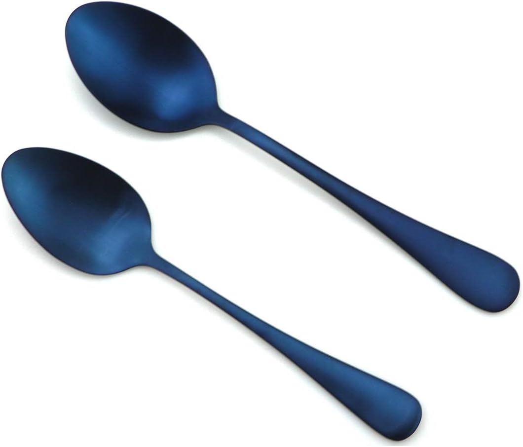 JASHII Modern Royal 5 Pcs Matte Blue 18/10 Stainless Steel Utensils Cutlery Dinnerware Set w/Straw, Knife Fork and Spoon Flatware Set for Wedding Festival Christmas Party Service for 1