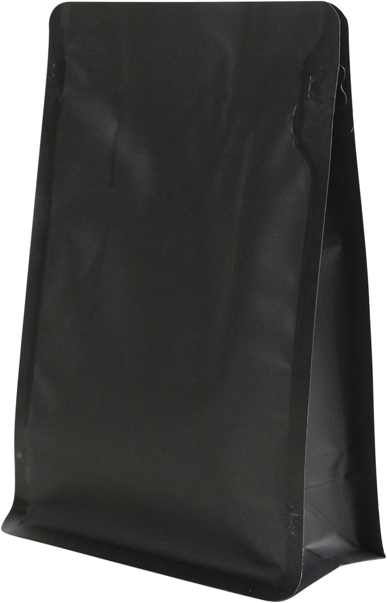110 Pack High Barrier Stand-Up Coffee Bean Bags with Vented Valve, Matte Metallic, Heat-Sealable and Resealable Solid Color Pouches for Food Storage (5.1 * 8 inch,1/2 lb,8 oz,Black)