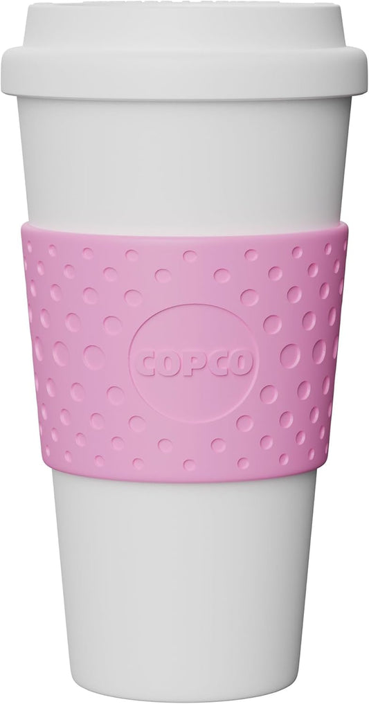 Copco Acadia 16 oz Travel Mug - Insulated Reusable Coffee Tumbler with Double-Walled Plastic, Leak-Proof Lid, BPA-Free - Portable Mug for Hot & Cold Drinks, Cup Holder Friendly (Bubble Gum)