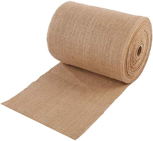 Burlap Table Runner 12 Inch by 50 Yards Natural Jute Hessian Burlap Roll Crafts Fabric Rolls with Sewn Edges for Country Rustic Party Wedding Decorations Farmhouse Kitchen Decor(12" x50Yard)
