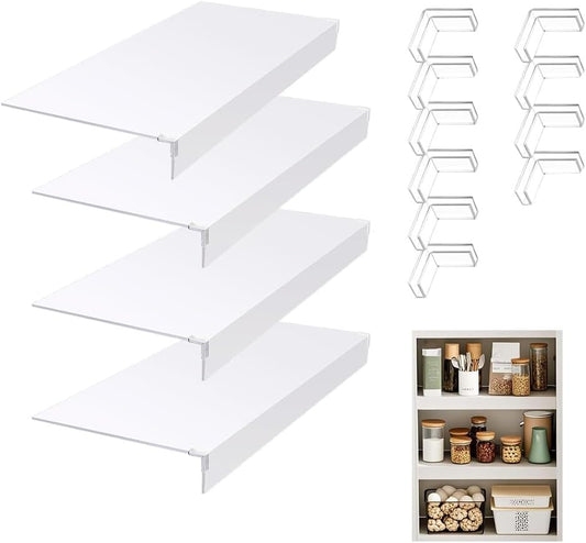 4 Pcs Wire Rack Covers, PVC Wire Shelf Cover for Pantry, Removable Closet Decoration Shelf Liners with Corner Guards for Kitchen Bathroom Office Shelving, Durable Shelves Easy Install,White
