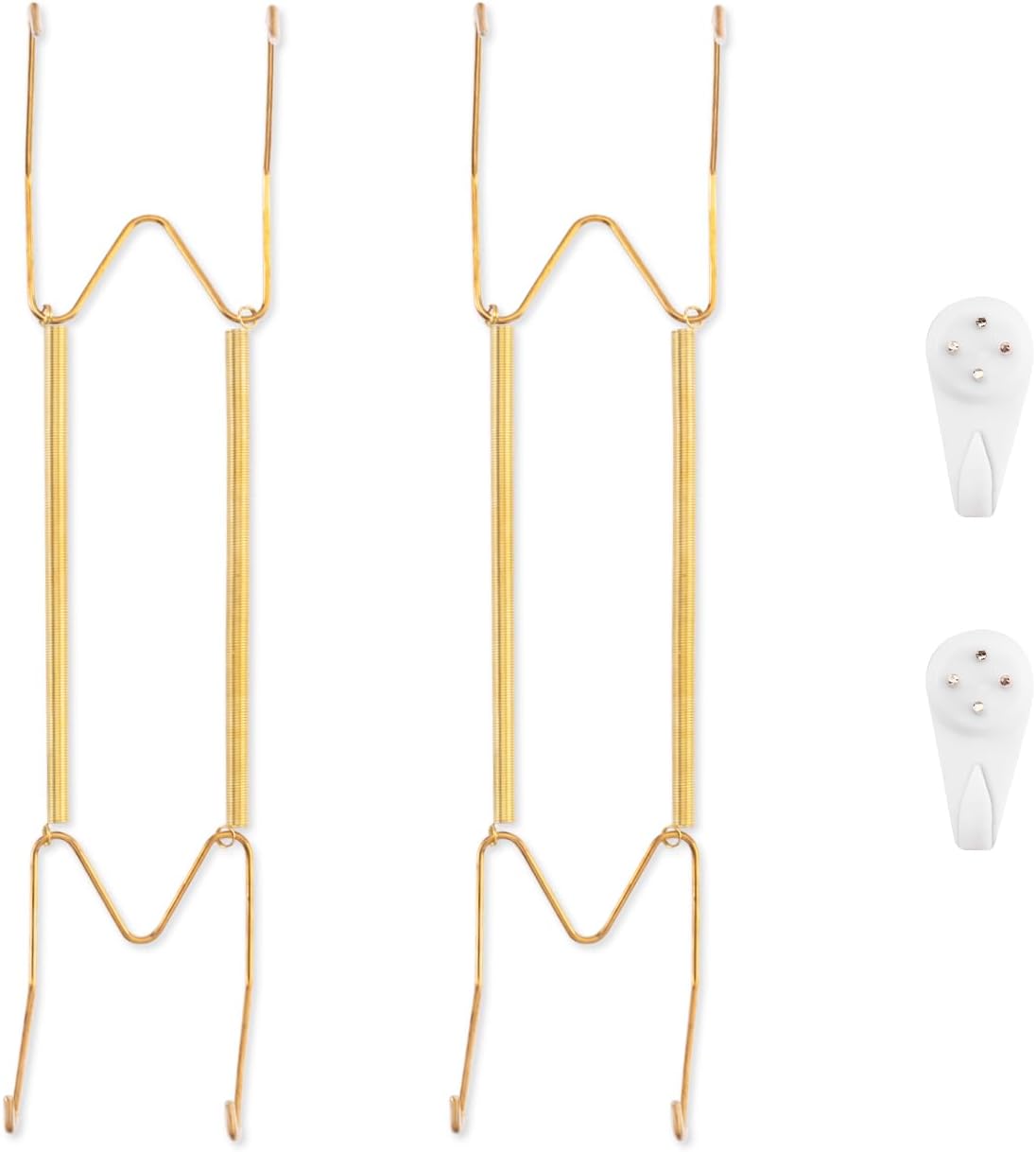 2 Pack Plate Hangers for The Wall, Suitable for 12-16 inch Art Plate, Stainless Steel Invisible Heavy Duty Wire Plate Holder with Wall Hooks, Plate Hangers for Displaying Plates, Platter, Dish, Gold