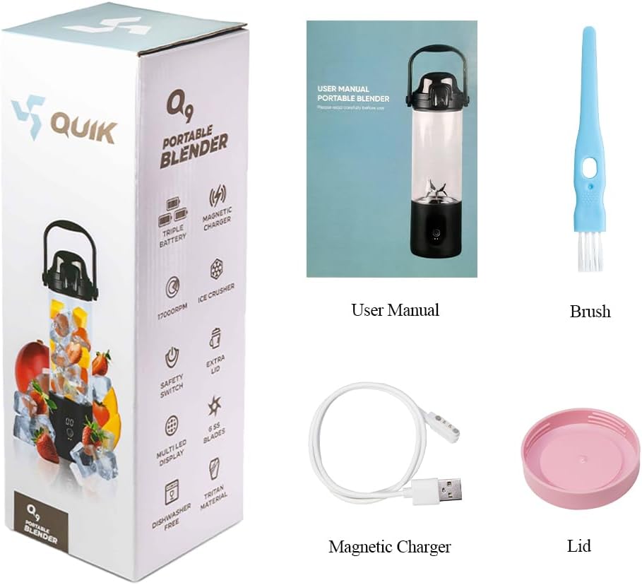 Portable Blender - Cordless 24oz. Personal Blender for Shakes and Smoothies, Licuadora, BPA Free - Ice Crush, Dishwasher safe parts, Waterproof, Triple Batteries, Juicer Cup (Pink)