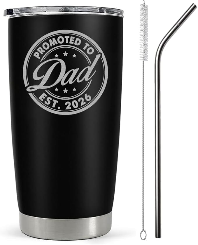 Vivulla68 Promoted To Dad 2026 Tumbler 20Oz, Dad Est 2026 Mug, 1st Daddy Gifts, New Baby Gifts Ideas, Papa Established 2026 Coffee Cup, Fathers To Be Gift, Expecting Papa Mug, First Time Daddy Gift