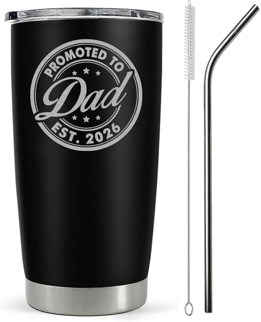 Vivulla68 Promoted To Dad 2026 Tumbler 20Oz, Dad Est 2026 Mug, 1st Daddy Gifts, New Baby Gifts Ideas, Papa Established 2026 Coffee Cup, Fathers To Be Gift, Expecting Papa Mug, First Time Daddy Gift