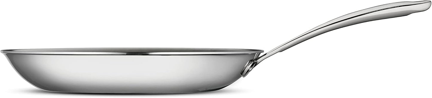 Tramontina Boston Tri-Ply Clad Stainless Steel 12-Inch Large Frying Pan, Induction-Ready Skillet, Dishwasher-Safe, NSF-Certified