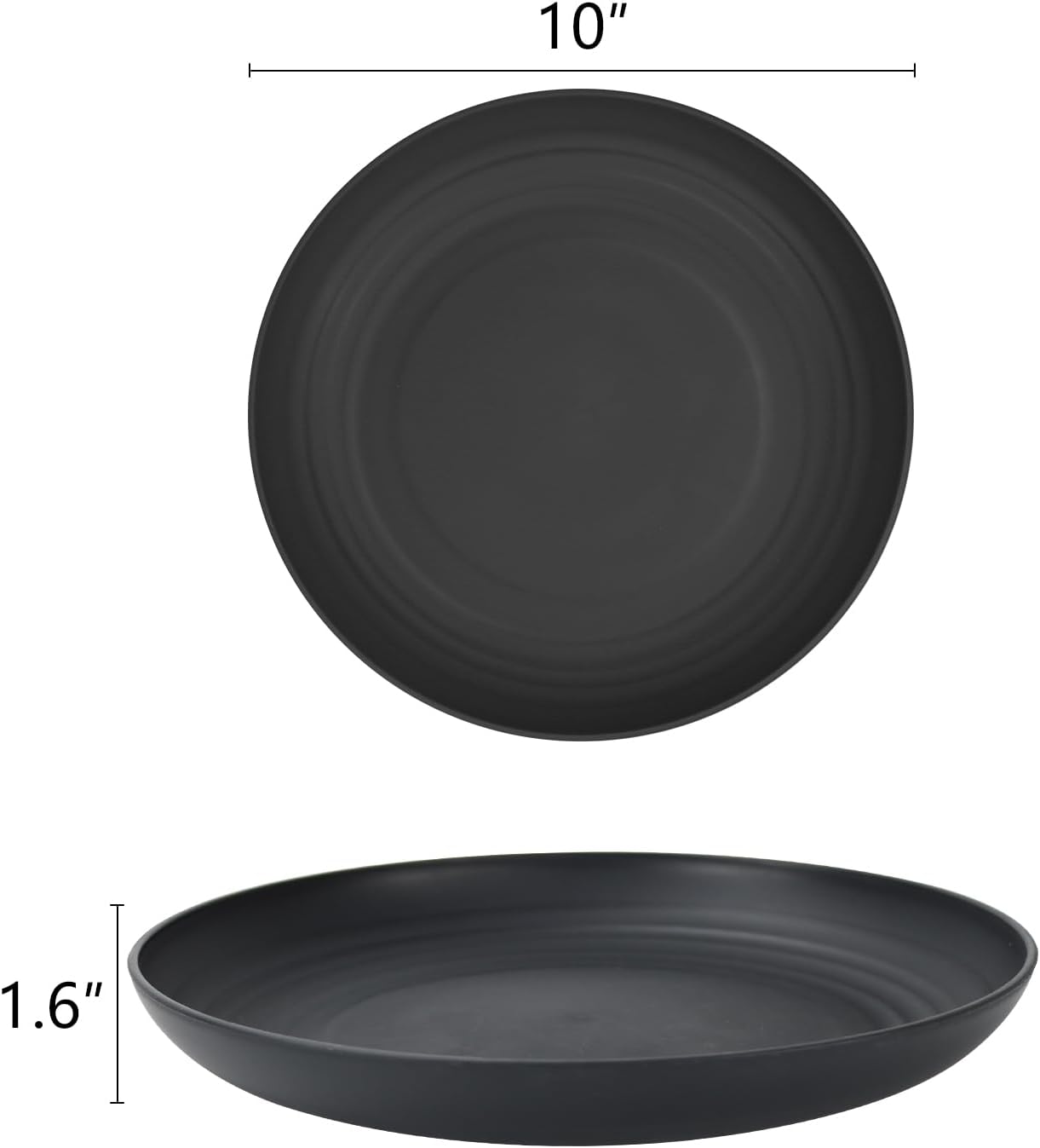 Homienly Dinner Plates Set of 8 Alternative for Plastic Plates Microwave and Dishwasher Safe Wheat Straw Plates for Kitchen Unbreakable Plate Set (Black, 10 inch)