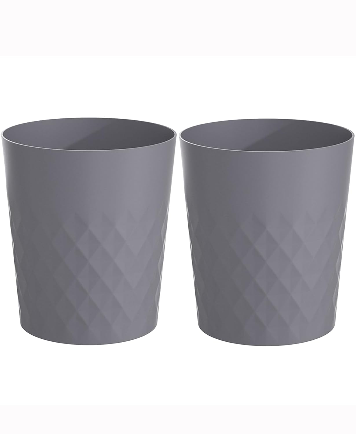 1.8 Gallon Small Trash Can 2 Pack Bathroom Garbage Can Waste Basket Recycling Bin for Dorms Bedrooms Offices Kitchens, Grey