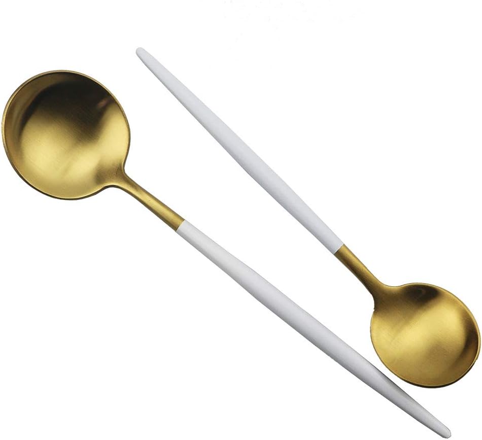 JASHII Luxury Wthie Gold Flatware, Silverware Sets, 20-piece Elegant Cute 18/10 Stainless Steel Silverware Set for Eating Home Kitchen Hotel Restaurant, Service Sets for 4 People, Dishwasher Safe