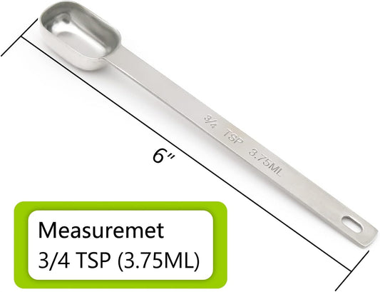 2PCS 3/4tsp (1/4tbsp, 3.75ml) Single Measuring Spoon, Stainless Steel Long Handle Individual Teaspoons Only