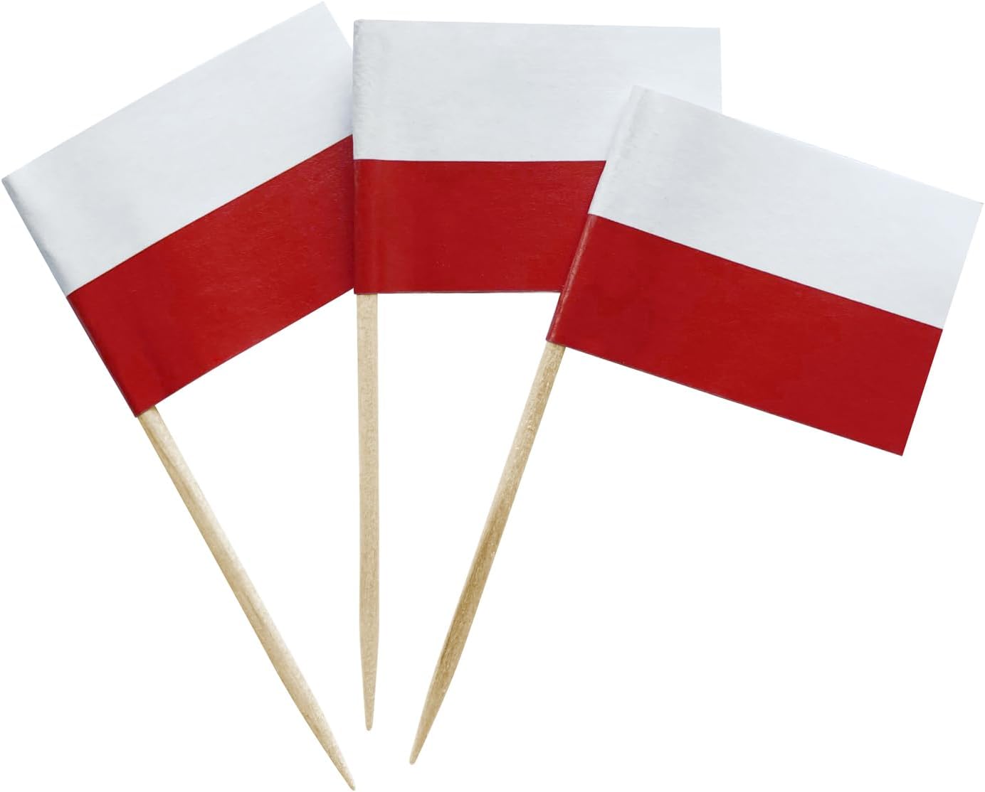 100 pcs Poland Flag Polish Small Toothpick Mini Cupcake Flags Cocktail Picks