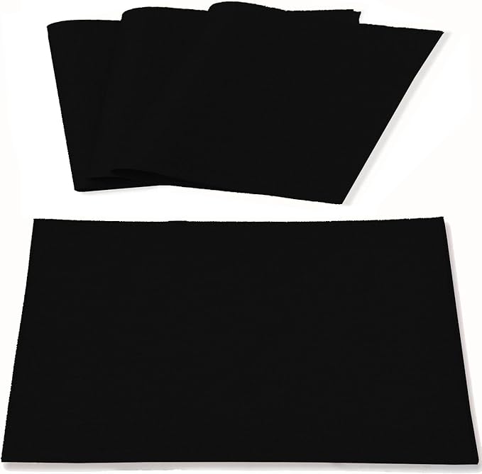 Linen Fabric Placemats Set of 4, Machine Washable, Heat Resistant, Wrinkle Free, Thick Polyester Kitchen Place Mats for Dining Table (Black)