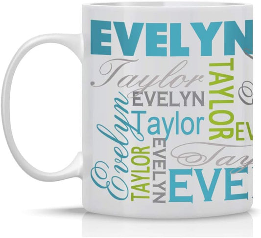 InterestPrint Personalized Coffee Mug, Custom Mug with Name, Customized Tea Cup with First and Last Name, Gift for Womens Mens Girls Boys Mother Father - 11 or 15 oz, White Mug #07