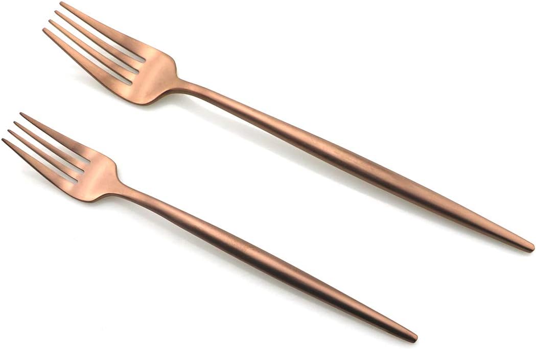 Gugrida Luxury Silverware Royal Cutlery Set - 24 Piece Flatware Set - Service For 4 18/10 Stainless Steel - Matte Rose Gold Finish w/Drinking Straw