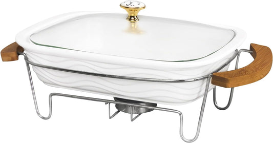 12" x 8" Ceramic Casserole Baking Dish With Glass cover and rack, Lasagna Pan Deep for Oven, 2.2 Quarts Baking Pan with Handles, Oven Safe&Durable Bakeware for Home Decor