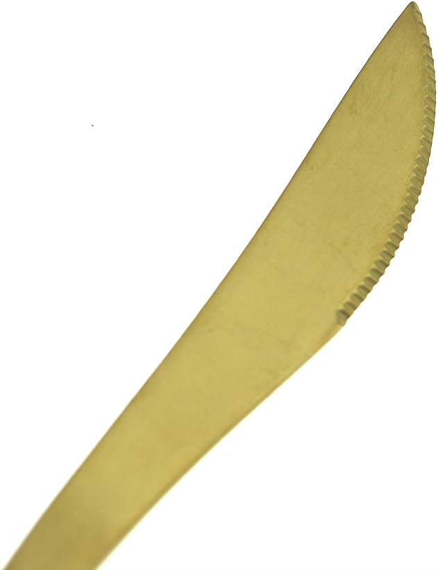 Gugrida 5 Pieces Matte Gold Flatware Set, 18/10 Stainless Steel Cutlery Sets Including Knife Fork Spoon w/Dessert Fork Teaspoon, Silverware Sets Service for 1