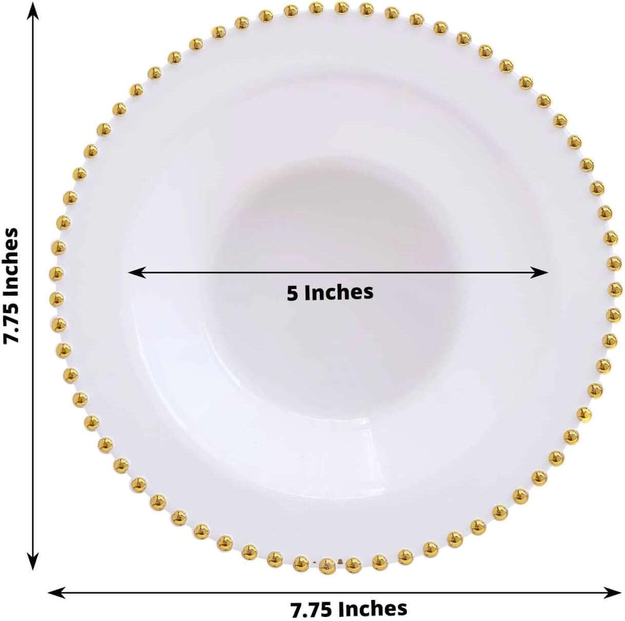 Efavormart 10 Pack White Plastic Soup Bowls with Gold Beaded Rim, Round Disposable Dessert Salad Bowls - 12oz