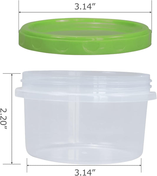 8 Ounce reuseable small plastic freezer storage container jars with screw lid for food snacks lunch(16Pcs, Green)