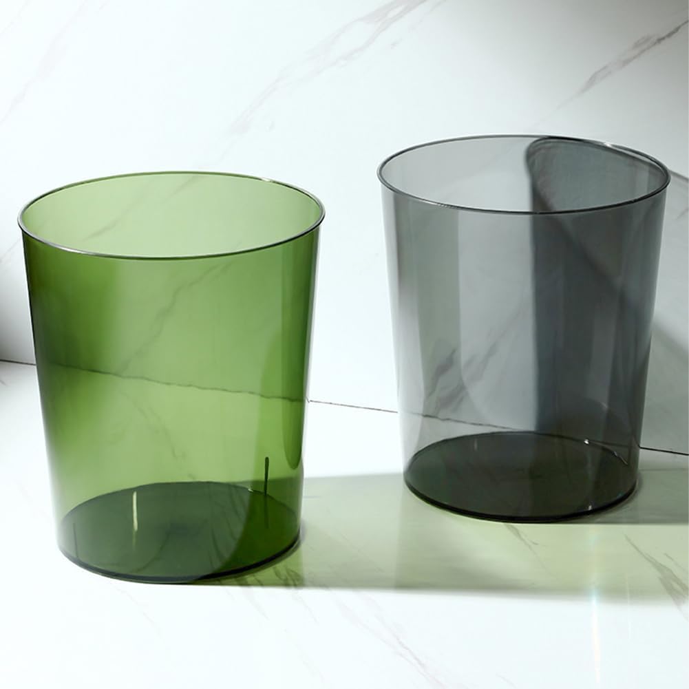 Bathroom Trash Can 7.5 x 6.3 x 8.1 Inch Small Trash Can Plastic Wastebasket Large Capacity Grey Round Garbage Can for Bathroom Bedroom Office Kitchen Dorm Room (M)