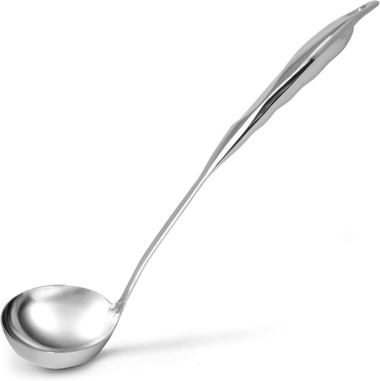 Zulay Kitchen Stainless Steel Soup Ladle - 13” Large Ladle for Soups, Stews & Sauces - Durable, Heat-Resistant, Rust-Proof & Dishwasher Safe Kitchen Utensil with Ergonomic Handle