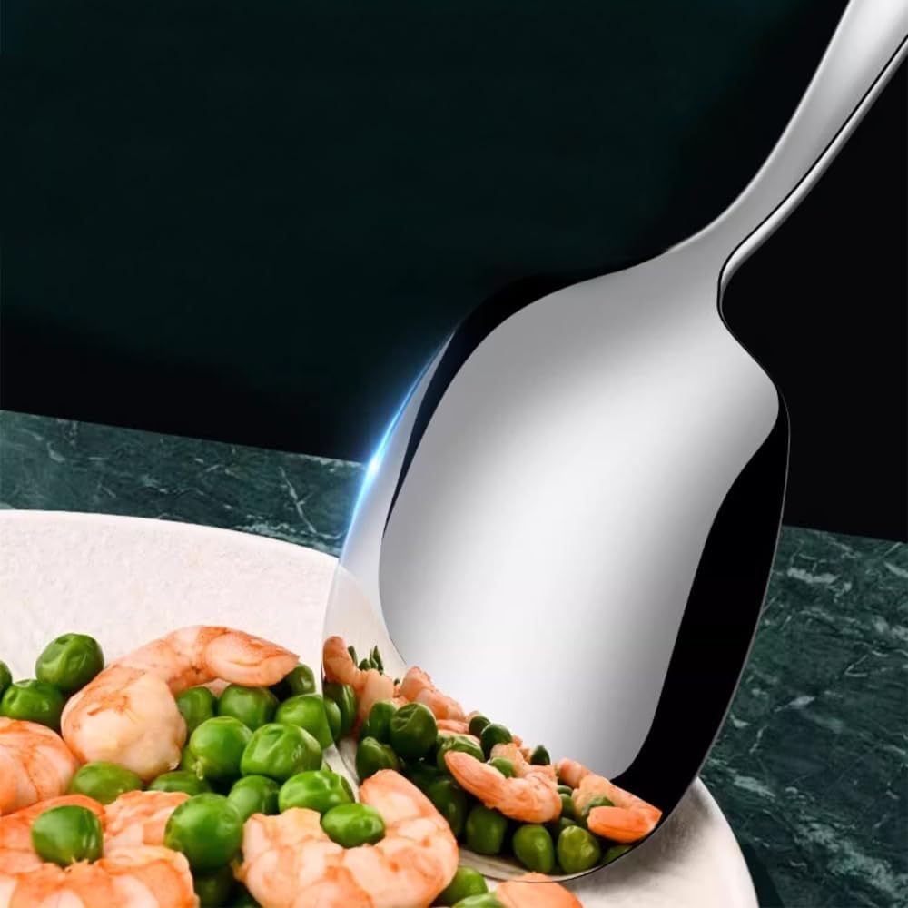 X-Large Buffet Serving Spoons,Heavy Duty Square head 9.5X2.8 inches 316L Stainless Steel Serving Spoons Pack of 2,Silver