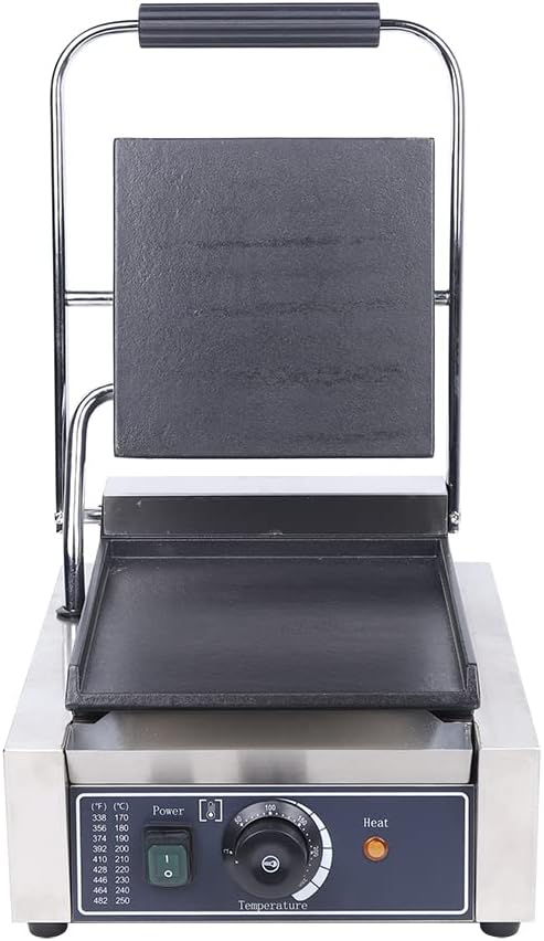 1800W Commercial Sandwich Maker, Electric Press Grill Non-Stick Panini Press Grill and Waffle Iron w/Time & Temper Adjustable| Egg Bat|Food Clip, Large Waffle Machine for Restaurant Party