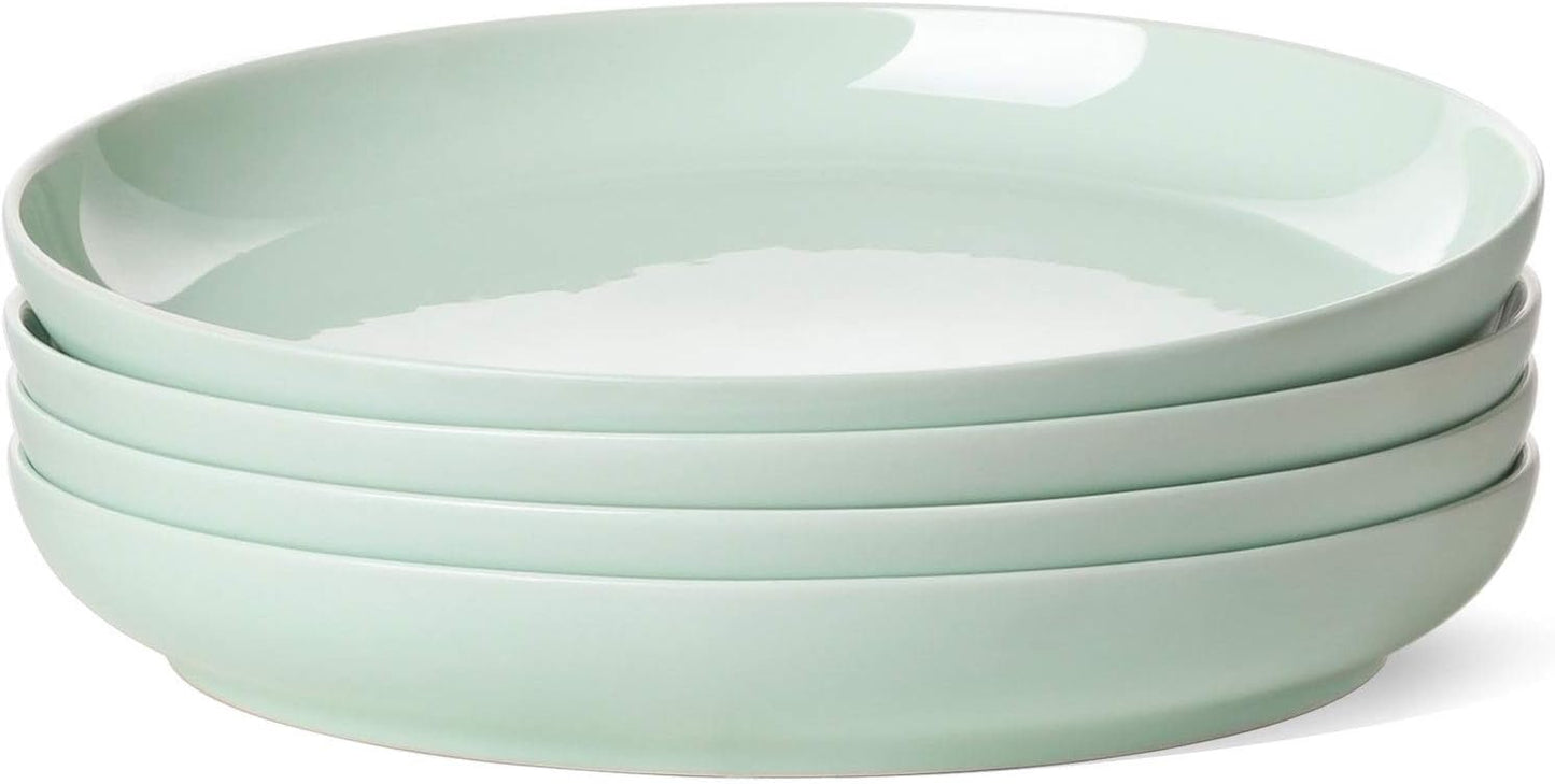 LE TAUCI Dinner Plate 9 inch, Ceramic Salad plate sets for Pasta, Risotto, Fluffiest, Pancakes, Dishwasher Microwave Oven Safe, set of 4, Sky blue