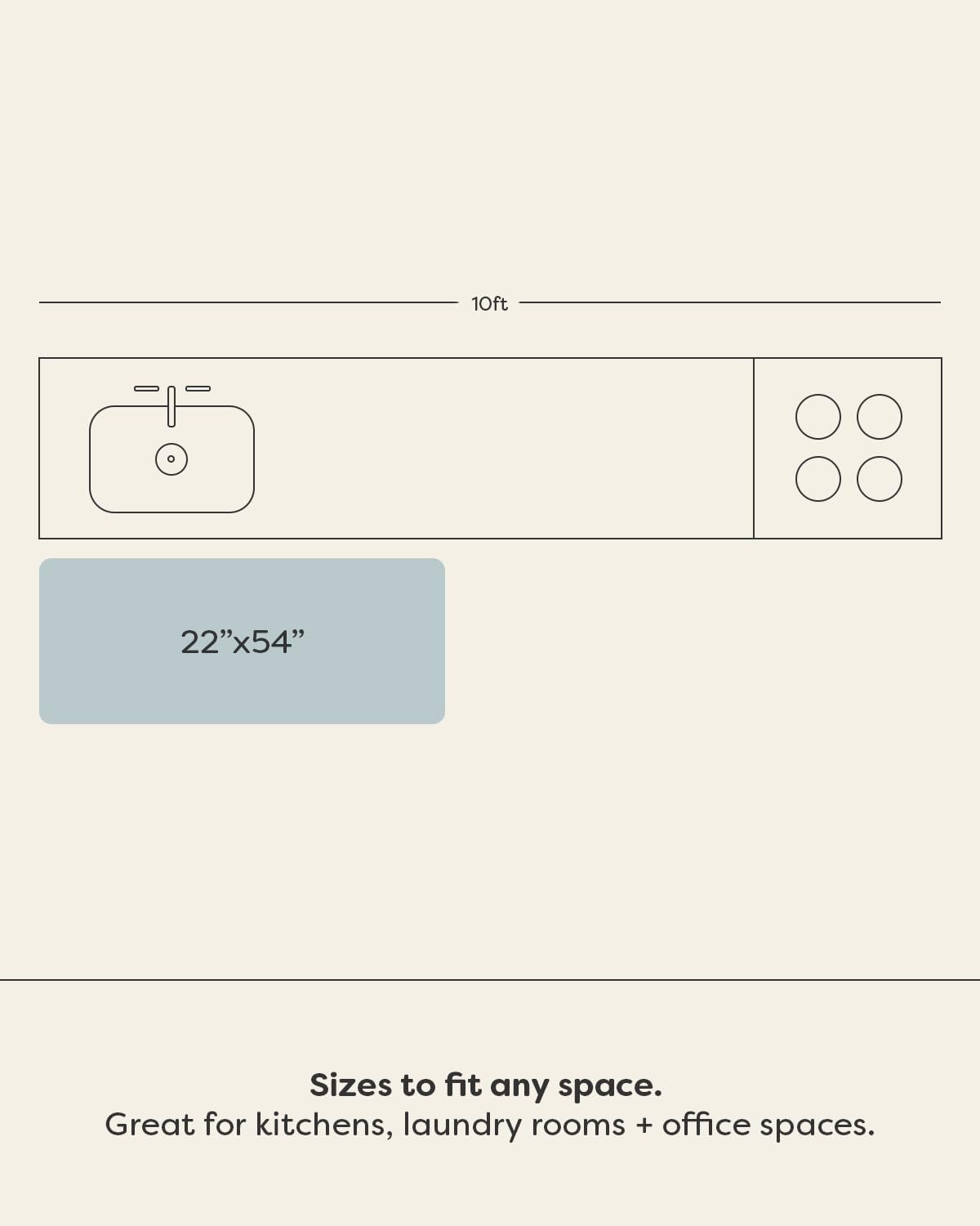 House of Noa Nama Standing Mat – Anti-Fatigue Cushioned Kitchen Mats for Floor | Ergonomic Bounce-Back Foam Kitchen Mats | Anti-Fatigue Mats for Kitchen & Standing | Nara Stripe Natural | 22" x 54"