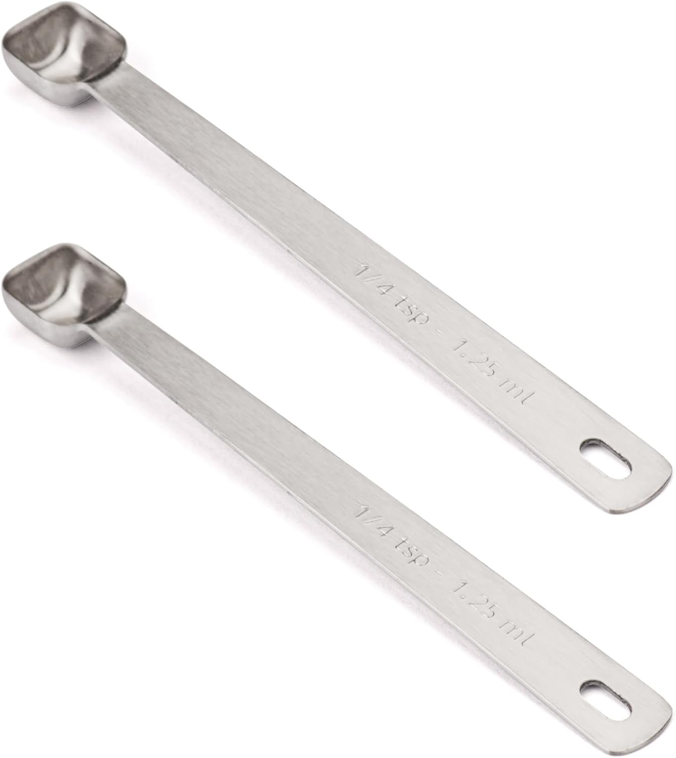 2PCS 1/4 Teaspoon(1/4tsp, 1/12tbsp, 1.25ml) Single Tiny Square Bowl Measuring Spoon, Small Individual Stainless Steel Measure Spoons Only