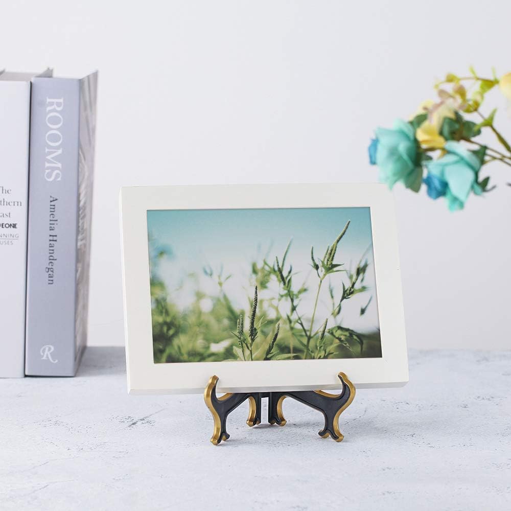 Artliving 6" Decorative Plate Stand Holder Plastic Picture Easel Display Stand Picture Frame Stand Black Gold
