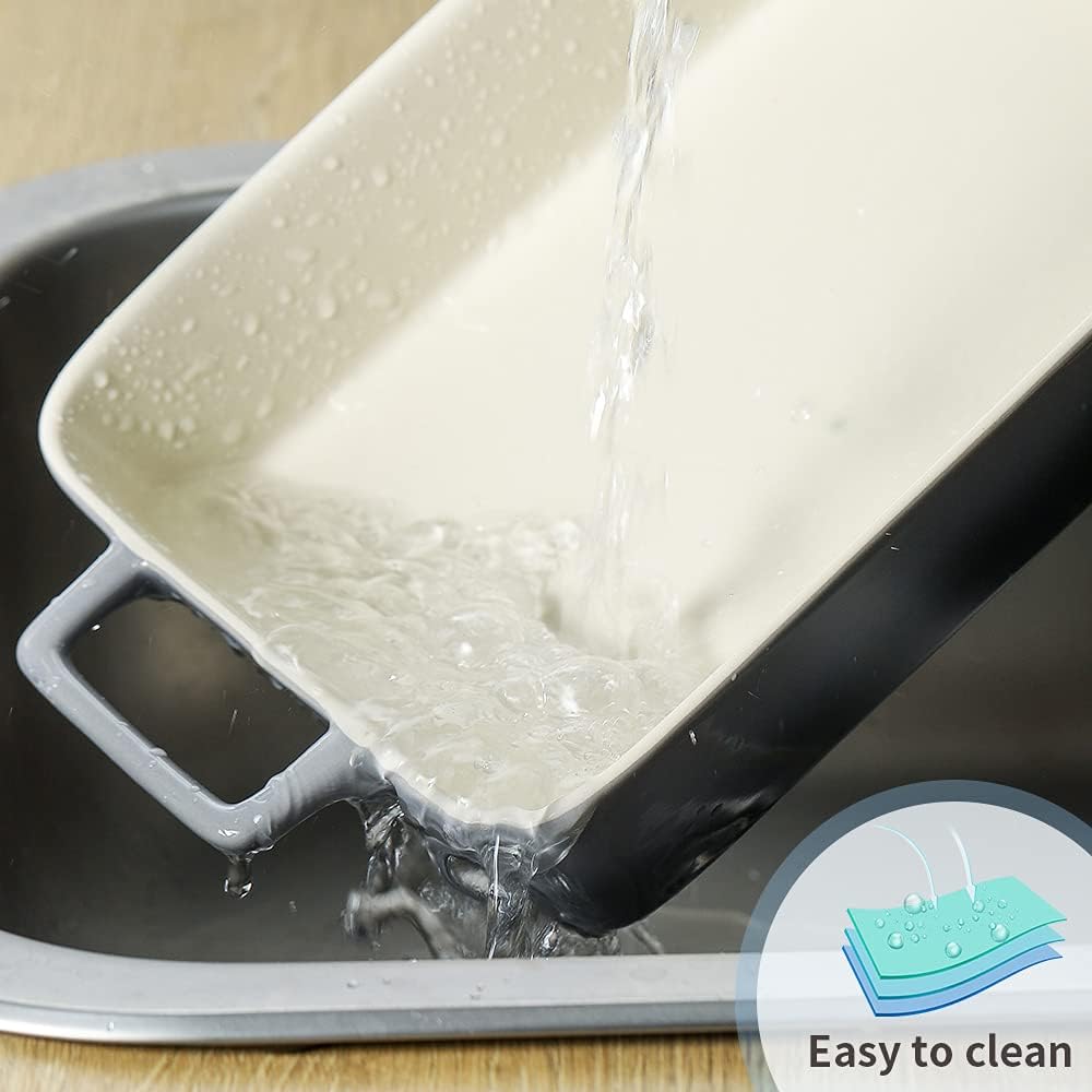 Bakeware Set, Ceramic Baking Dish, Rectangular Baking Pans for Cooking, Cake Dinner, Kitchen, Banquet and Daily Use, 12 x 8.5 Inches, 3-Piece (Gradient Gray)