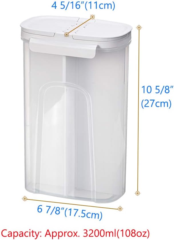 Poeland Storage Jars Canisters with Built-in partition / 4 compartments for Spaghetti Pasta Noodles Cereal - White 2Pack