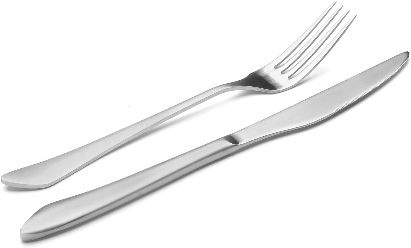 Matte Silverware Set, 20-Piece Stainless Steel Flatware Set Service for 4, Satin Finish Tableware Cutlery Set for Home and Restaurant, Dishwasher Safe