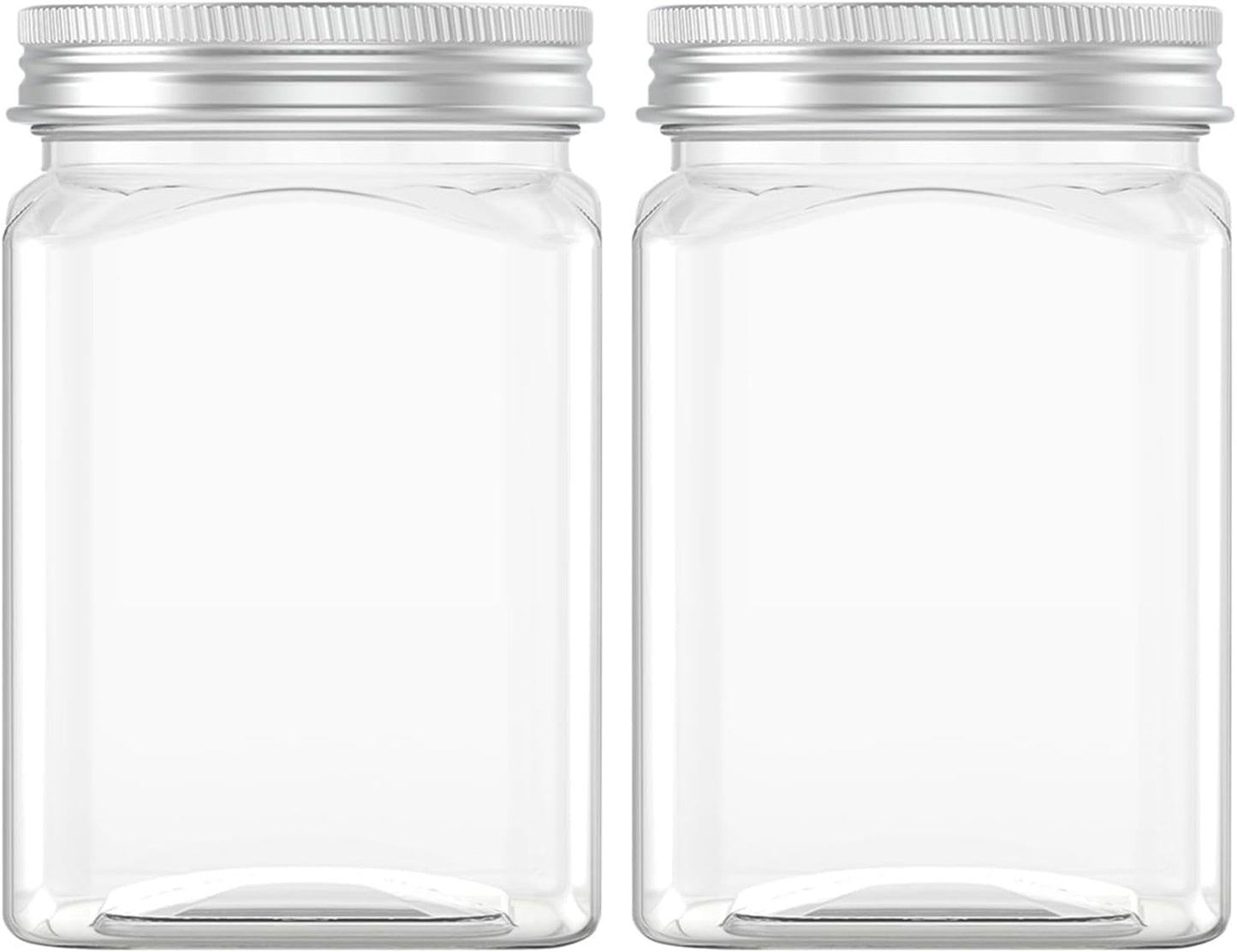 24 Oz Clear Plastic Jars 720mL Plastic Containers Reusable Empty Storage Jars with Lid for Household and Kitchen Organizing, 2 Pack