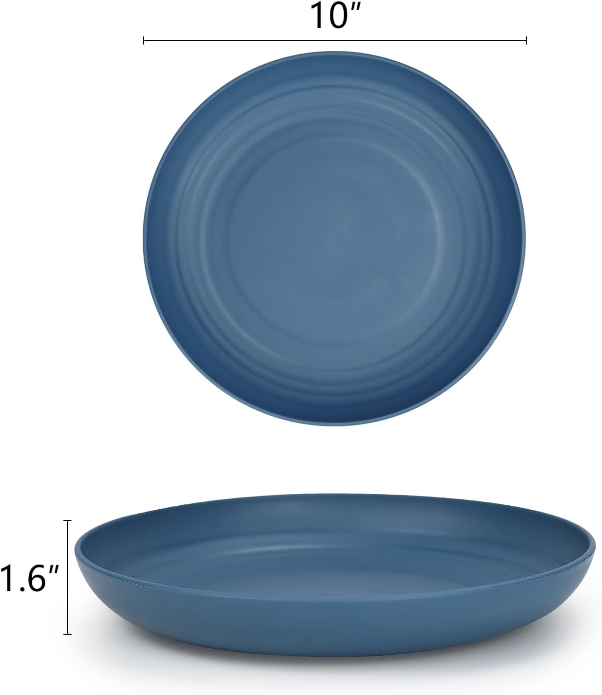Homienly Dinner Plates Set, Alternative to Plastic Plates,Wheat Straw Plate Set of 8,Lightweight Microwave and Dishwasher Safe Plate,Unbreakable Salad Plates for Kitchen, Camping (Blue,10 inch)