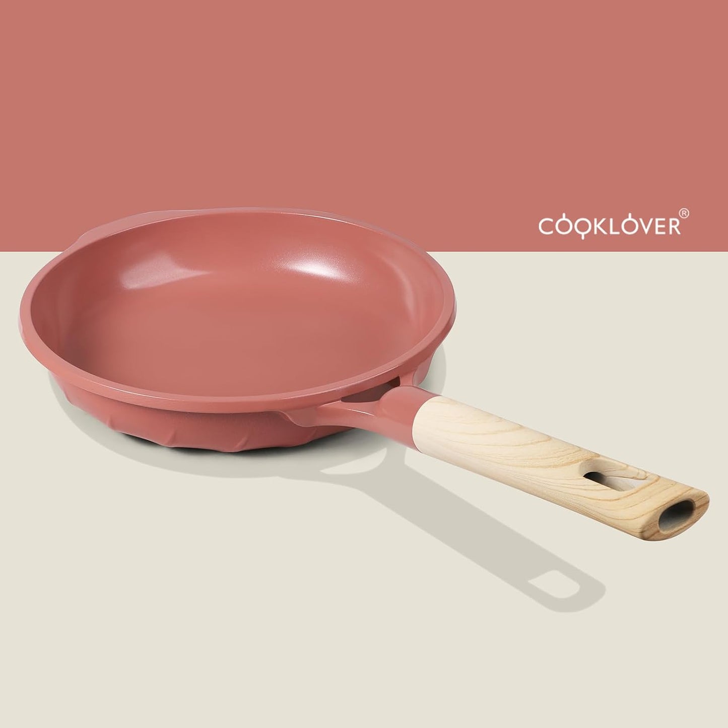 COOKLOVER Nonstick Frying Pan 100% PFOA Free Cookware Induction Skillet Stir Fry Pan (Coral, 7.9 inch)