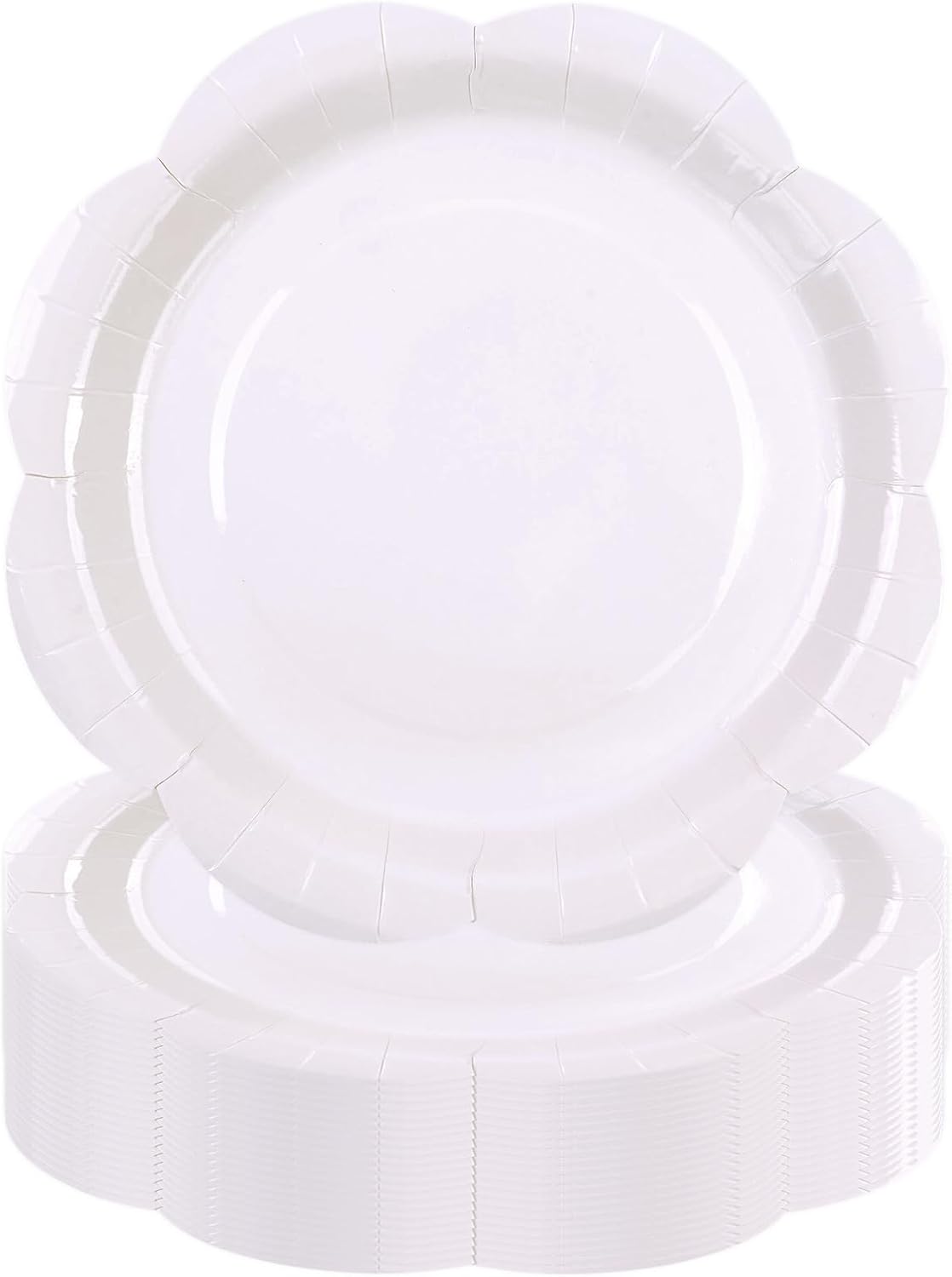 30 Pack White Paper Plates 9 Inch, Disposable Scalloped Plates Cake Dessert Plate for Dinner Baby Shower Wedding Bridal Shower Birthday Party Supplies (White, 9 inch)