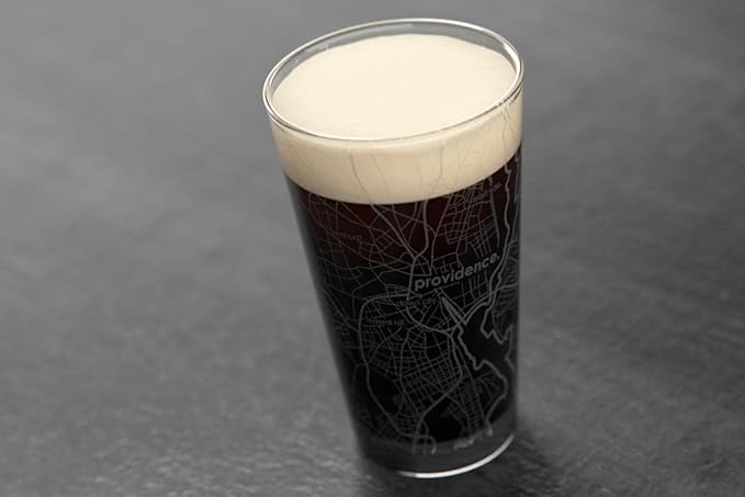 Well Told Engraved Providence Rhode Island Map Pint Glass, Etched Beer Gift (16 oz, Clear) City Map Pint, Custom City Glassware, Gifts For Beer Lovers
