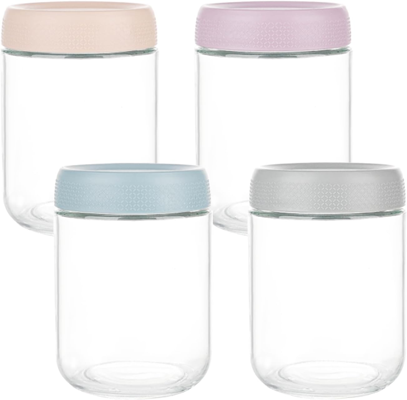 BCnmviku 16 oz Mason Jars Overnight Oats Containers with Lids, 4 PACK Glass jars with Airtight Lids, Wide mouth Mason Salad Spice jars, Glass Food Storage Containers for Snacks Yogurt Spice Sugar
