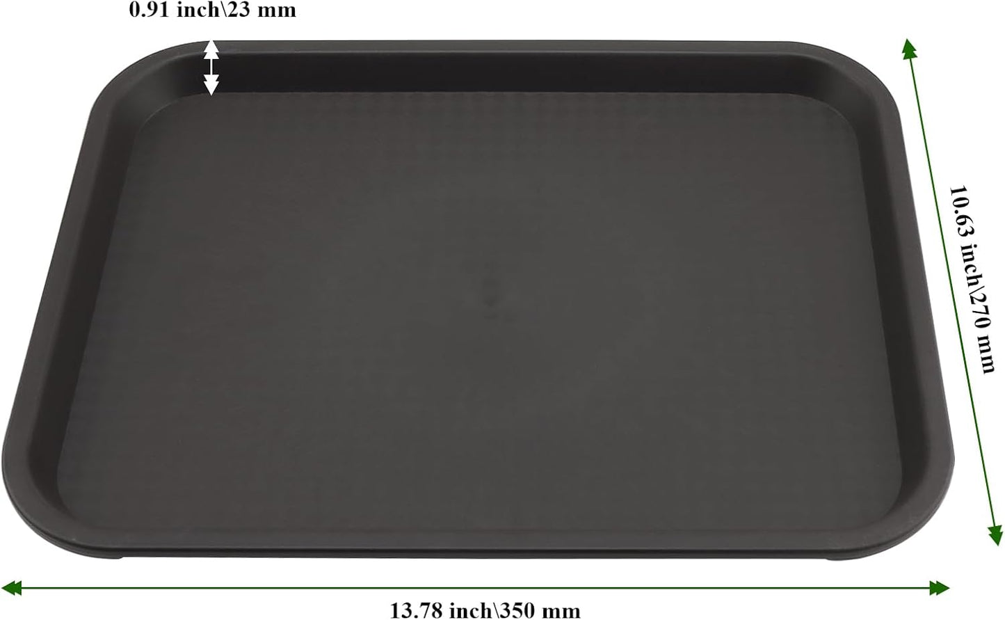 15 Pack 14 x 10 Inch Brown Fast Food Tray, Large Rectangular Restaurant Serving Trays, Plastic Cafeteria Trays School Lunch Trays