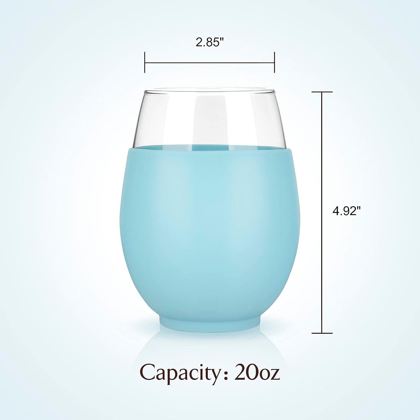 Tronco 20oz Stemless Wine Glasses Set of 4, Reusable Wine Glasses with Silicone Sleeve, Dishwasher Safe & BPA-Free, for Red & White Wine, Cocktails, Home Bar, Parties, Birthdays, Gifts