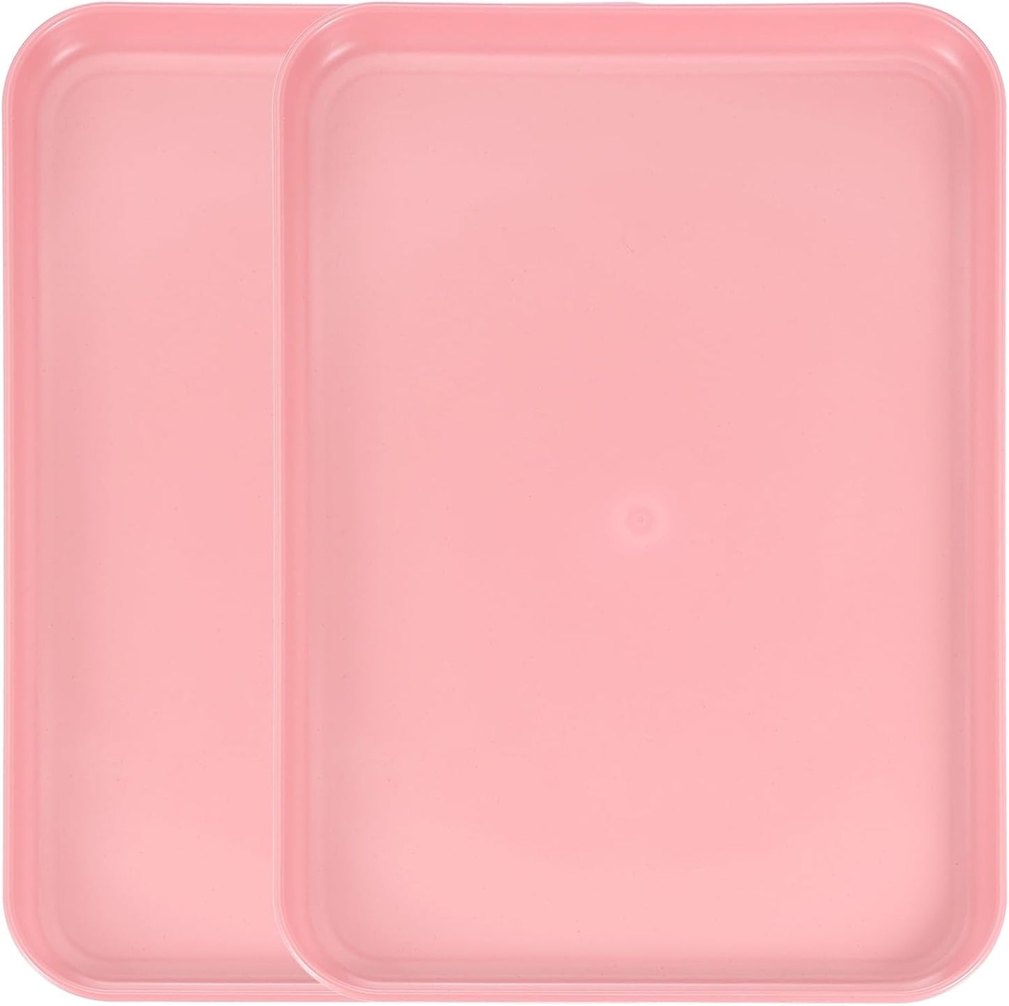 uxcell 2Pcs Plastic Serving Trays, 12.2 x 8.7 Inch Rectangle Food Trays Serving Cafeteria for Kitchen Restaurant Coffee Fruit Burger Lunch Dessert, Pink
