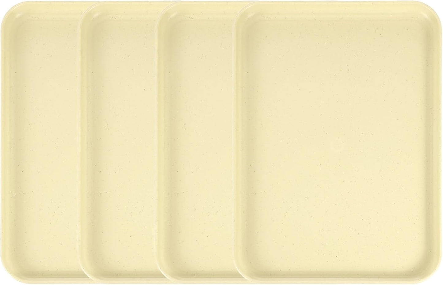 uxcell 4Pcs Plastic Serving Trays, 12.2 x 8.7 Inch Rectangle Food Trays Serving Cafeteria for Kitchen Restaurant Coffee Fruit Burger Lunch Dessert, Light Yellow