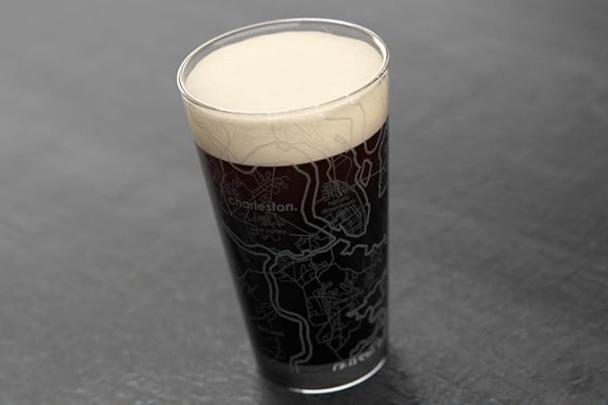 Well Told Engraved Charleston South Carolina Map Pint Glass, Etched Beer Gift (16 oz, Clear) City Map Pint, Custom City Glassware, Gifts For Beer Lovers