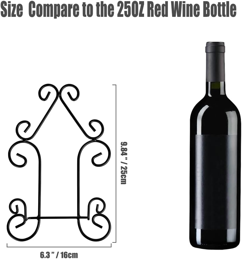 YY YEARCHY Plate Stand Holder for Wall Hanging Display Rack Art Hanger Metal Easel Photo Holder Books Bowls Platters (Black, 6 inches/9.84" x 6.3" x1.2")