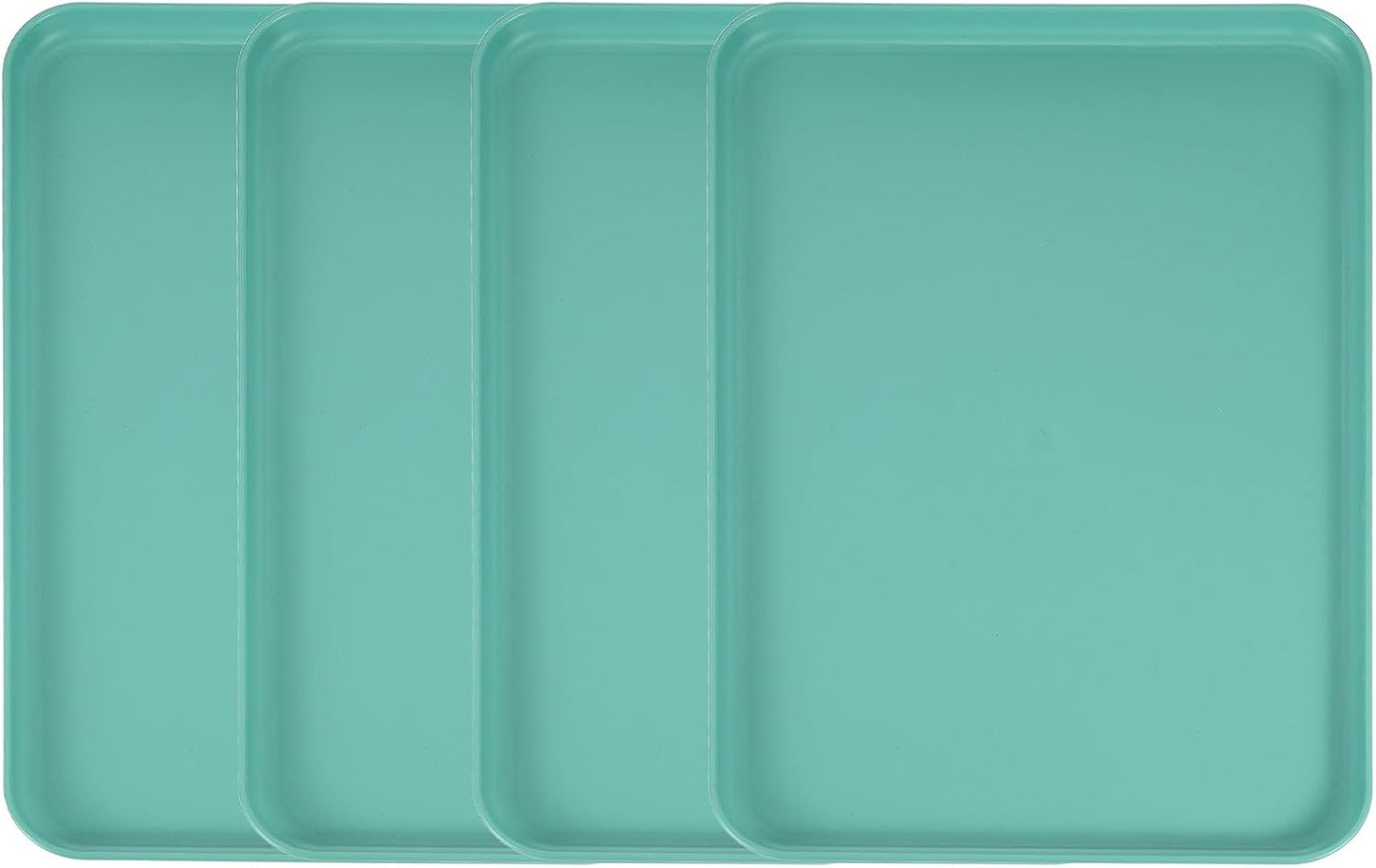 uxcell 4Pcs Plastic Serving Trays, 15 x 10.6 Inch Rectangle Food Trays Serving Cafeteria for Kitchen Restaurant Coffee Fruit Burger Lunch Dessert, Dark Green