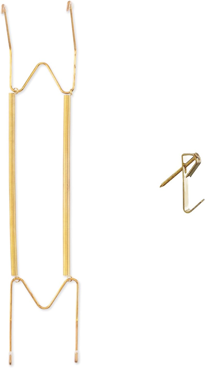 Bilillo 1 Pack Plate Hanger for the Wall, 16–20 Inch Large Decorative Plate, Stainless Steel Invisible Heavy Duty Spring Plate Holder with Wall Hook, Secure Display for Platters and Collectible Plates