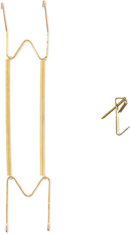 Bilillo 1 Pack Plate Hanger for the Wall, 16–20 Inch Large Decorative Plate, Stainless Steel Invisible Heavy Duty Spring Plate Holder with Wall Hook, Secure Display for Platters and Collectible Plates