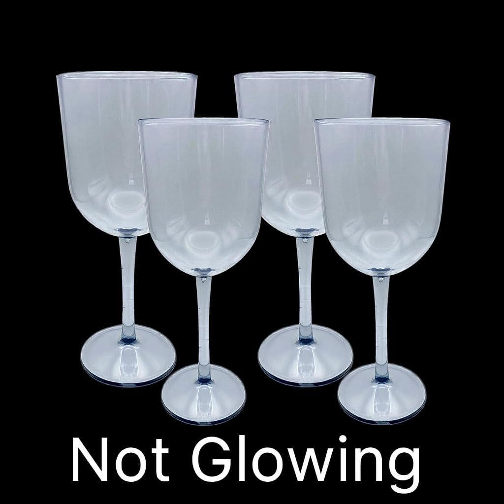 Party Outlaw Plastic Wine Glasses 4 Pc 10oz, Classic Wine Drinking Glasses, BPA-Free, Lightweight, Heavy Duty, Reusable, Shatter - Proof, Dishwasher Safe, Made in USA (Glow in the Dark)